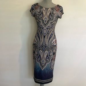 Blue multi scuba dress